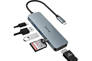 TYMYP USB C Hub, 6 in 1 USB C Adapter with 4K HDMI Output, PD 100W, USB 3.0 Port, SD/TF Card Reader, Type C USB Conversion Hub Compatible with Laptop/MacBook Pro/Air Pad Pro Adapter Surface Pro 8