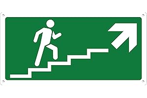 Pubblimania Escalera subida a la derecha salida de emergencia | Cartel de aluminio compuesto 3 mm exterior-interior (escalera derecha subida, 1 unidad)