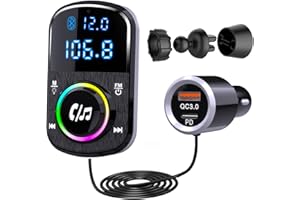 GIZMOVINE Nadajnik FM Adapter Bluetooth Samochód, Zapalniczka Samochodowa Bluetooth Muzyka Samochodowa Radio, Stojak głośnomówiący, Muzyka Mp3 Odtwarzacz Player, PD3.0 USB Blutood Ładowarka, SD Port, Aux Jack