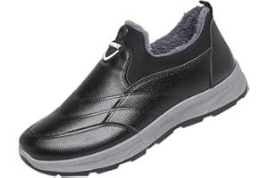 GENERISCH Winter Shoes Men's Leather Snow Boots Soft Non-Slip Ski Shoes Waterproof with Warm Lined Winter Boots Thickened Snow Shoes Cosy Thermal Shoes Sports and Leisure Ankle Boots