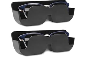 Cumnvulnt 2 Stück Auto Brillenhalter, Schwarz ABS Brillenetui für Sonnenbrillen & Lesebrillen, Brillenhalter für Auto, Brillenhalterung Auto, Sonnenbrillenhalter Auto, 16.2x5.5x3.5 cm