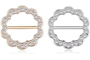 CCAIPU 2 Pcs Scarf Rings Buckle, White Cubic Zirconia Brooch Pin Simple Silk Scarf Hoop Buckle Clothes Corner Knotted Metal Buckle Fashion Scarf Ring Clips Jewellery Gifts for Women Girls
