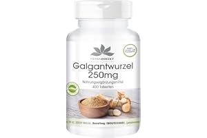 HERBA DIREKT Galangal Root 250 mg - 400 Tablets for 200 Days - Thai Ginger - Highly dosed - Vegan | HERBADIREKT by Warnke Vitalstoffe - German Pharmacy Quality