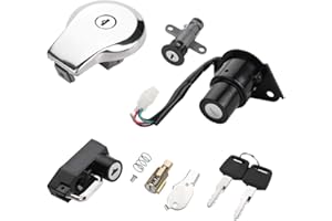 AKOZON Cerradura de motocicleta, cerraduras profesionales para motocicleta, cerradura de interruptor de encendido, cerradura de dirección, cerradura de tapa de tanque de combustible, cerradura de casco, ajus