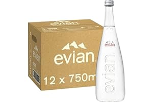 evian Still - Botella de vidrio mineral natural (12 unidades, 750 ml)