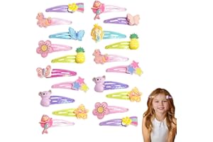LACHT Lot de 20 barrettes à cheveux Motif dessin animé en métal Imprimé animal multicolore Pour bébé, enfant et femme