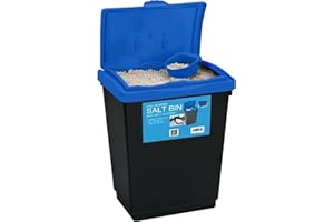 KETOPLASTICS Rock Salt Storage Bin - Grit Spreading Store Plastic Container Box with Scoop for Rock Salt or White Salt for De-icing Paths and Driveways of Ice Snow Frost (47 LITRE)