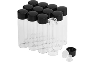CADBIBE Fiale di Vetro Trasparente da 20 ml con Tappi a Vite e Tappi di Plastica, Flacone del Campione di Liquido Piccolo, Flacone a Prova di Perdite, 12 Pezzi