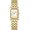 HOLSTOUR Watches for Women Vintage Bracelet White Roman Dial Rectangular Case Gold Watch Waterproof with Tools