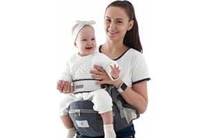 Wenbones Siège bébé ergonomique avec ceinture de sécurité en pur coton respirant de 0 à 36 mois (gris foncé)
