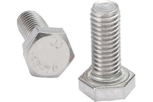 AMLOOPH M8 Bolts, M8 X 16mm Hex Head Cap Screws - A2 Grade Stainless Steel Fully Threaded Hex Bolts for Metal Construction Work, Automotive Machinery (Pack Of 20)