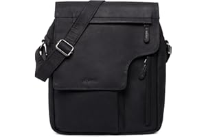 LEABAGS Leder Umhängetasche Herren & Damen I Echtleder Laptoptasche bis 13 Zoll I Messenger Bag mit Schultergurt I Schultertasche I Arbeitstasche I Tragetasche I Handtasche I Nature Schwarz