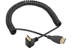 PNGKNYOCN Kabel Mini HDMI na HDMI Spira, kąt 90 stopni Mini HDMI męski na HDMI męski adapter zwijany kabel obsługuje 3D 1080P (zgięcie w górę)