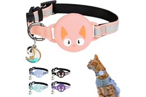 Kittytag Obroża dla kota z akcesoriami kompatybilnymi z Airtag Apple, odblaskowy i świecący czat GPS z zabezpieczeniem przed uduszeniem, regulowany, GPS Airtag nie jest dołączony!
