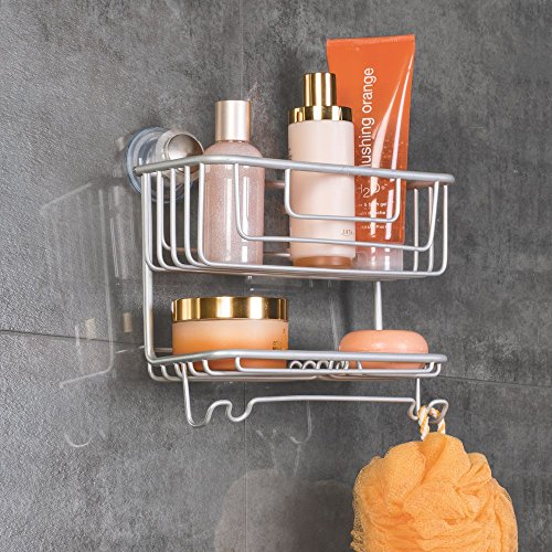 InterDesign 20970EU Metro Rostfreier Zweistöckiger Turn-N-Lock Aluminium-Korb für Shampoo, Conditioner, Seife, Metall, silber, 26,67 x 13,34 x 26,54 cm - 2