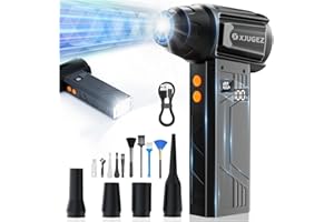 XJUGEZ Elektrische Staubgebläse mit Taschenlampe,180000 U/min,4-Gang Luftreiniger mit Display ComputerAir Duster Luftdruckspray, mit Universal-Düse für Computer, Tastatur, Outdoor, Haus und Auto