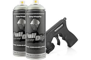 AutoFullCar Full Dip Pack 2 Sprays Vinilo Líquido REGALO Adaptador Spray (Aluminio Metalizado)