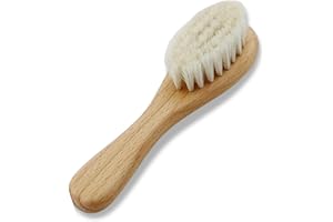 Abzon Baby Hair Brush 15 cm - Baby Brush with Wooden Handle and Soft Goat Bristles for Newborns and Toddlers Ideal for Cradle Cap Brush