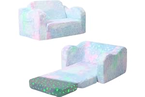 MeMoreCool Divano per bambini pieghevole 3 in 1 per bambini con funzione di sonno, divano da gioco, un emozionante parco giochi per la cameretta dei bambini, stelle colorate