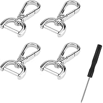 4pcs Fermoir Pivotant Métal, 2cm Mousquetons Pivotants à Anneaux En D