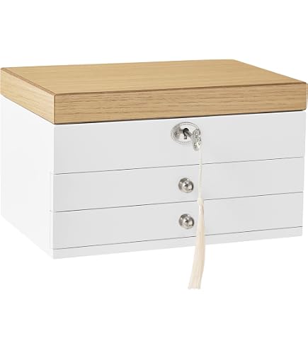 Boîte à Bijoux TOSUTO - 3 étages Avec Tiroirs, En Cuir Imperméable - Parfaite Pour Ranger Colliers, Boucles D'oreilles, Bracelets - Inclus Chiffons Et Sacs