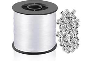 Druuzyl 0,8 mm x 200 m Fil de Pêche Transparent Ultra Résistant, Fil de Pêche Nylon avec 100 Manchons en Aluminium, Fil de Pêche Fort Résistance à la Déchirure et à l'usure pour Bricolage, Bijoux
