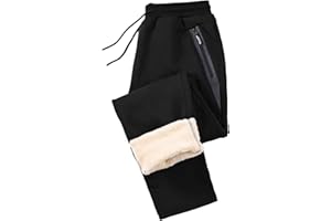 Tansozer Mens Fleece Joggers Winter Tracksuit Jogging Bottoms with Zip Pocket