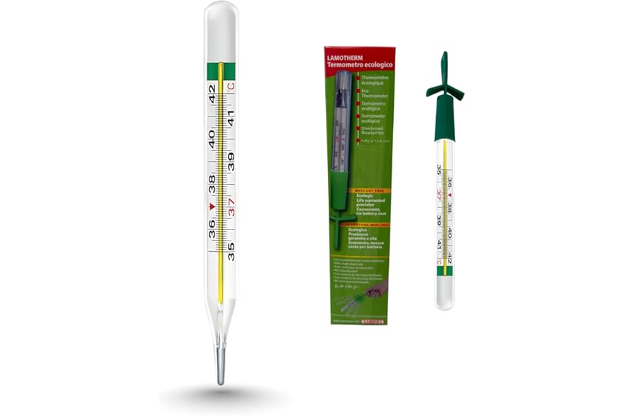 LAMONEA - Lamotherm Ecological Gallium Thermometer for Fever, CE Certified - High Precision, Mercury-Free Body Temperature Meter, Disinfectable, Adults and Children - MC-10