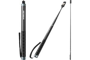 REYGEAK 300cm / 118 "Extended Selfie Rod pour insta360 X4, 7 Pieds Extra Long Invisible Selfie Rod avec 1/4 vis Fibre de Carbone Étanche Extension Monopode pour inst360 X4 / X3 /X2 / One