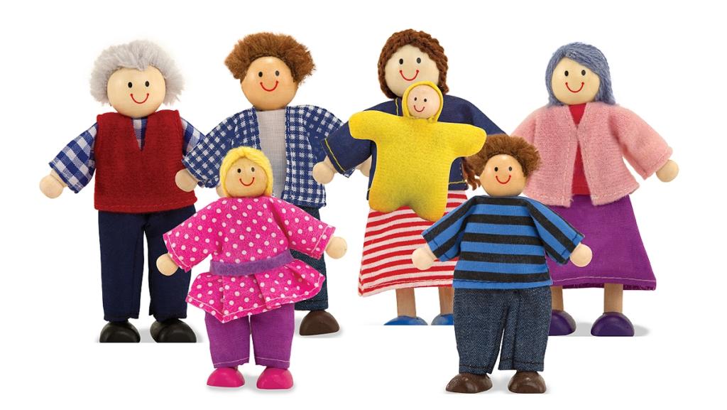 Melissa & Doug 7Piece Poseable Wooden Doll Family for Doll's House (5