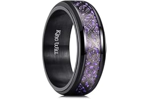 King Will Bague anti-stress en acier inoxydable avec motif dragon celtique incrusté de fibre de carbone bleu/rouge 8 mm pour homme et femme