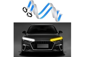 LCXECNW Tira de luz LED para coche, 24 pulgadas, tira de luz diurna, para coche, moto, impermeable, luces diurnas, señalizadores de giro DRL, interruptor secuencial, tira de luz LED blanco/amarillo (2