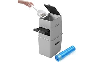 Neakasa PooGuard Poubelle à litière pour chat, déjections canines et couches, avec fenêtre de visualisation, ouverture plus large et sac de recharge de 4 mois (gris)