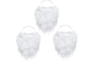BOAO Disfraz de Barba Santa Divertido Barba Falsa Blanca Accesorios de Disfraces de Navidad Santa Claus Beard para Adolescentes Adultos Disfrazan a Santa Claus en Fiesta de Navidad (3 Paquetes)