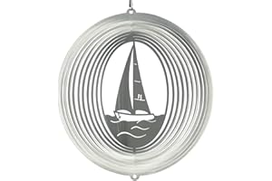 CIM Edelstahl Windspiel - SEGELBOOT 180 - lichtreflektierend - Abmessung: 18x19cm - inkl. Aufhängung