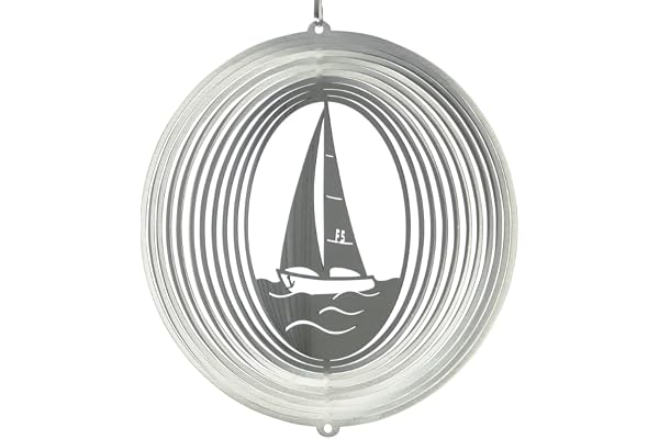 CIM Mobile décoratif en Acier Inoxydable - SEGELBOOT 180 – Diamètre: 18cm – inclu émerillon à roulement à Billes et Crochet – décoration Attractive à Suspendre en Acier Inoxydable