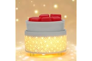 Geronland Wax Melt Burner Ceramic 3-in-1 Oil Burner Electric Candle Wax Warmer Burner Melter Fragrance Heating Plate for Scented Waxs Home Office Bedroom Aromatherapy Gift& Décor