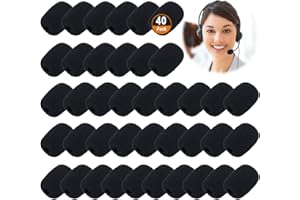 HEQISHUN 40 Pack Headset Microphone Foam Cover Mini Windscreens Sponge Foam Covers Foam Microphone Cover for Headset Lapel Lavalier - Black