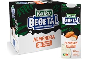 Kaiku Begetal - Bebida de Almendra, con Almendras, Sin Azúcares Añadidos, 100% Vegetal, Apta para Veganos, Sin Gluten - Pack 6 x 1 L
