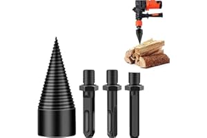 KINGGOO Fendeuse de Bûches 45mm,Fendeuse de bûches, fendeuse à bois perceuse sûre, fendeur de bûches, Fendeur de Bûche pour Fendre du Bois, Foret à Bois pour machine à bois de chauffage (Hex+Square+Round)