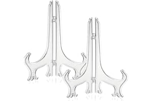 Aestustheri 2PCS Plate Stand for Display - Plastic Easels Plate 6'' - Folding Display Stands for Plates, Pictures, Frames & Decorative Items - Ideal for Weddings, Home Décor, Birthdays & Tables