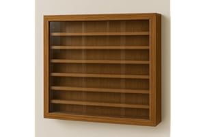 GRECA Vitrina Colecciones miniaturas. Acabado Barniz Roble. Medidas (Ancho/Fondo/Alto):50 * 5 * 40 cms.