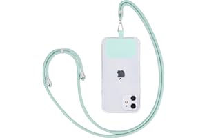 Fycyko Cordon Telephone Portable Cordon Tour de Cou Collier Laniere Réglable Sangle de Suspension Téléphone Portable Bandoulière avec Patch Compatible avec Tous Les des Smartphones - Vert Clair