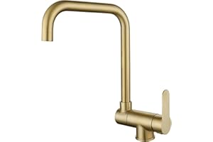 SJQKA mitigeur cuisine rabattable fenetre Robinet Cuivre doré Fenêtres Robinet de Cuisine Rabattable pour Eau Chaude et Froide Réglable Pivotant à 360° pour Evier devant Fenêtre