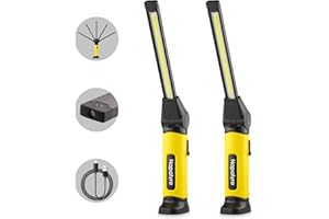 Napatyre LED Torch Rechargeable Work Light,1000 Lumens Inspection Lamp with Magnetic Base,120° Rotation 3 Modes Portable Inspection Light for Car Repair, Camping and Emergency (2 Pack)