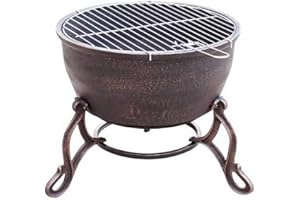 Gardeco Elidir Cast Iron Fire Pit, Bronze, 45 x 45 x 47.5 cm