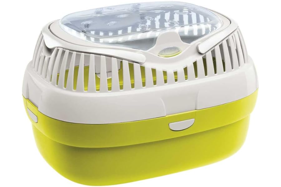 Ferplast Rabbit, guinea pig and rat carrier ALADINO LARGE, Large Pet Carrier for Hamster, Rodents, Rabbits, Transparent cover with Comfortable handle, Secure closing, 36 x 26 x h 23 cm, Green