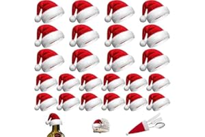 DHRUTI 24 Stück Mini Weihnachtsmütze deko,Weihnachtsdeko Nikolausmütze Klein,Weihnachten Weinflasche Abdeckung,Lutscher Candy Abdeckung,Weihnachten Bestecktasche für Tischdekoration,2 Größen
