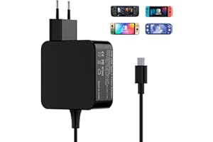 Jippofu Ładowarka zasilacz, kompatybilny z Nintendo Switch Steam Deck, 45 W, kabel do szybkiego ładowania dla Switch OLED i Lite, USB C, 20 V/2,25 A, 15 V/3 A, do telefonów