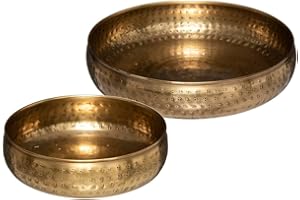 ATMOSPHERA CREATEUR D'INTERIEUR - Set di 2 ciotole oasis in metallo dorato d20 30,5 cm